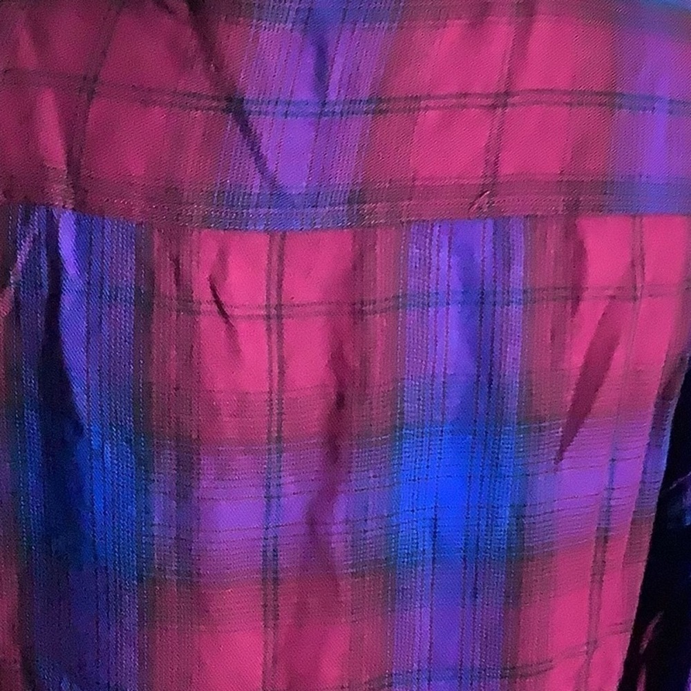 EXPRESS - Sz S - pop over plaid shirt rounded hem - super pretty & sexy - Picture 2 of 6